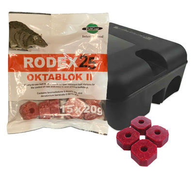 Rat Bait Block Poison Killer - Starter Kit (contains 1 x Bait Box & 600g Pack Bait Blocks) - ViroPest
