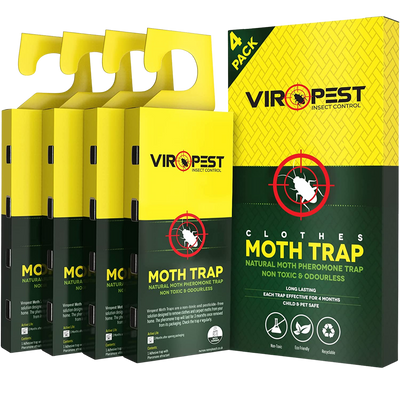 Carpet and Clothes Moth Traps + Insecticide Fumers (2 Pack) - ViroPest